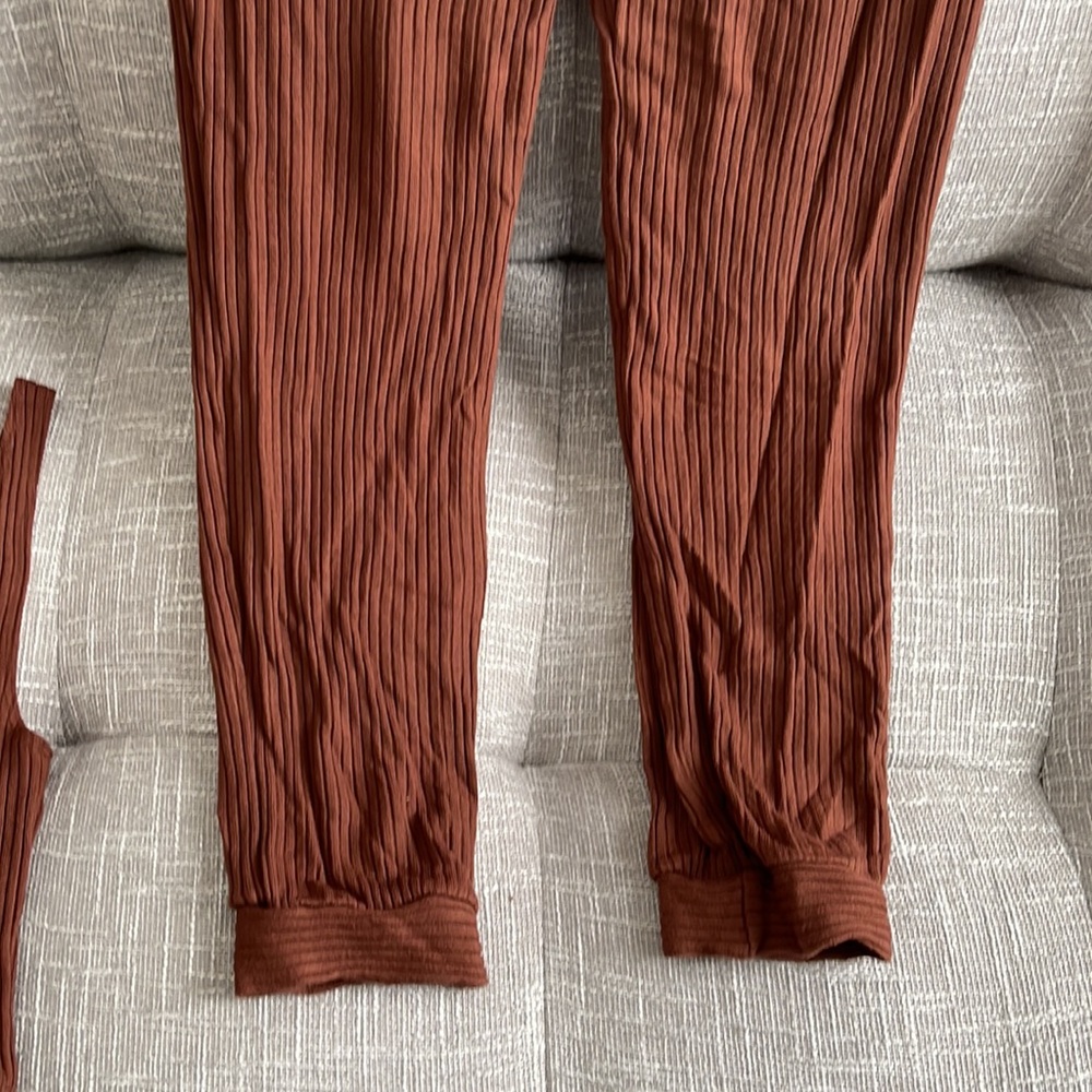 Reformation Ribbed Two-Piece Lounge Set in Rust Brown - Picture 13 of 13